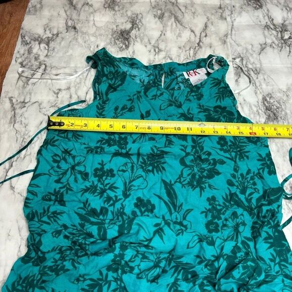 Y2K vintage R & K 90s Blue Teal Maxi floral print Dress sleeveless size 10 boho - Picture 6 of 6